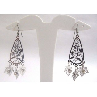 THE LEAF DROP Earrings - Drop Long Dangling Hook - Classy Fashion - Dual Tone